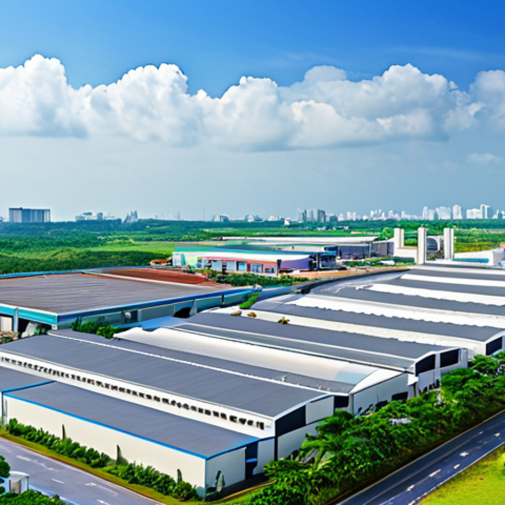 **Image Prompt:** "Modern industrial estate in Thailand, showcasing advanced infrastructure, factories, and green spaces. Focus on visual representation of foreign direct investment and economic zones, with Thai architectural elements blended in. Clear skies, vibrant colors."