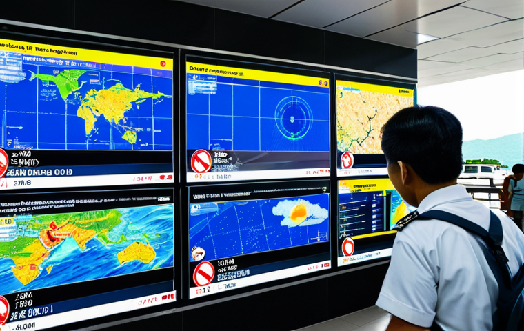 태국의 재난 관리 시스템 - **Prompt:** A dynamic scene illustrating Thailand's advanced early warning system in action. In the ...