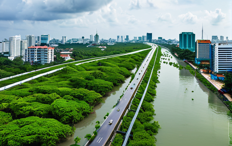 태국의 재난 관리 시스템 - **Prompt:** A dynamic scene illustrating Thailand's advanced early warning system in action. In the ...