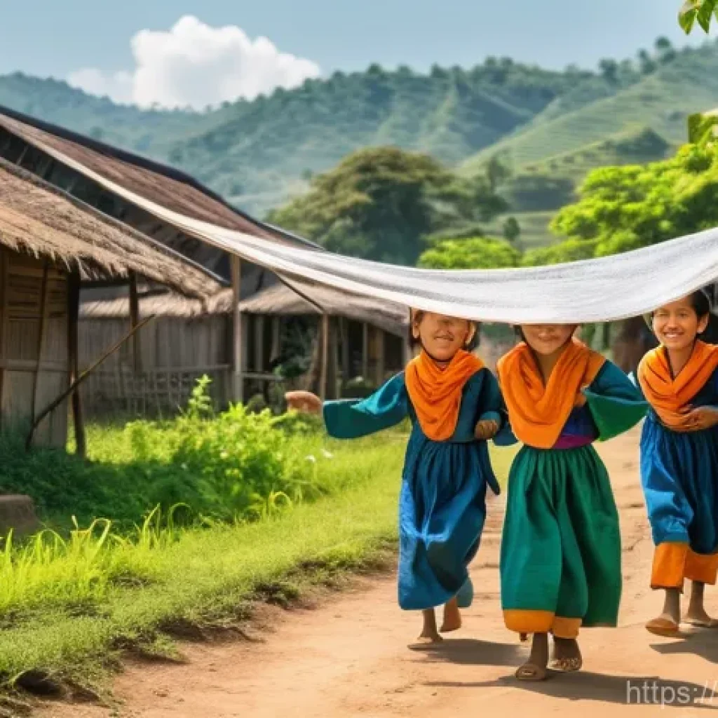 태국 전통 놀이 - **Prompt: Joyful "Mon Son Pha" in Rural Chiang Mai**
    "A vibrant, sun-drenched scene capturing a ...