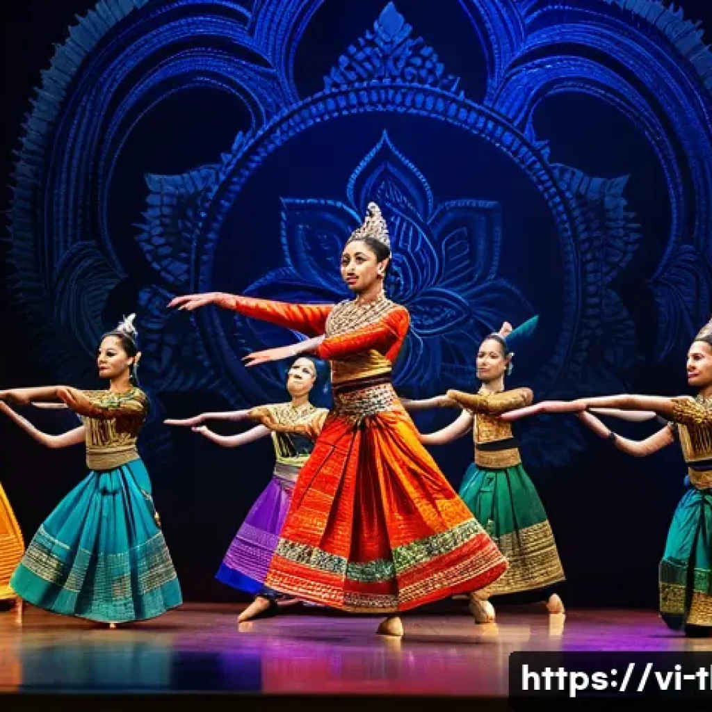 태국의 현대 무용 - A contemporary Thai dance performance featuring a group of dancers dressed in creative, traditional-...