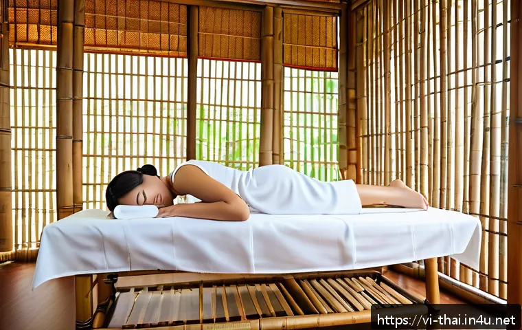태국의 의료 관광 코스 - A serene Thai traditional massage scene inside a bright, clean wellness center in Bangkok: a profess...