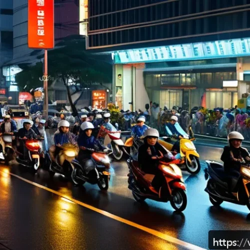 Home 32 태국에서 발생한 주요 사고 - A busy urban street scene in Bangkok at night, showing diverse vehicles including motorcycles and ca...
